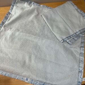 Martha Stewart Euro Pillow Sham Set 2 Light Blue Silver‎ Metallic Floral